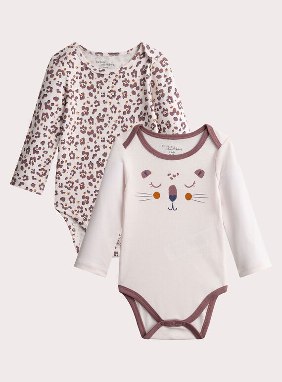 Lote de 2 body manChes longgues con estampado de pantera para niña  VEFIBODPAN / 24WH1383BDLD305