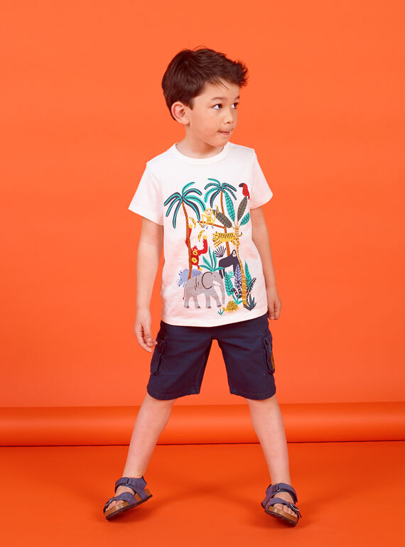 Camiseta de manga corta de color crudo, para niño LOVITI4 / 21S902U4TMC001