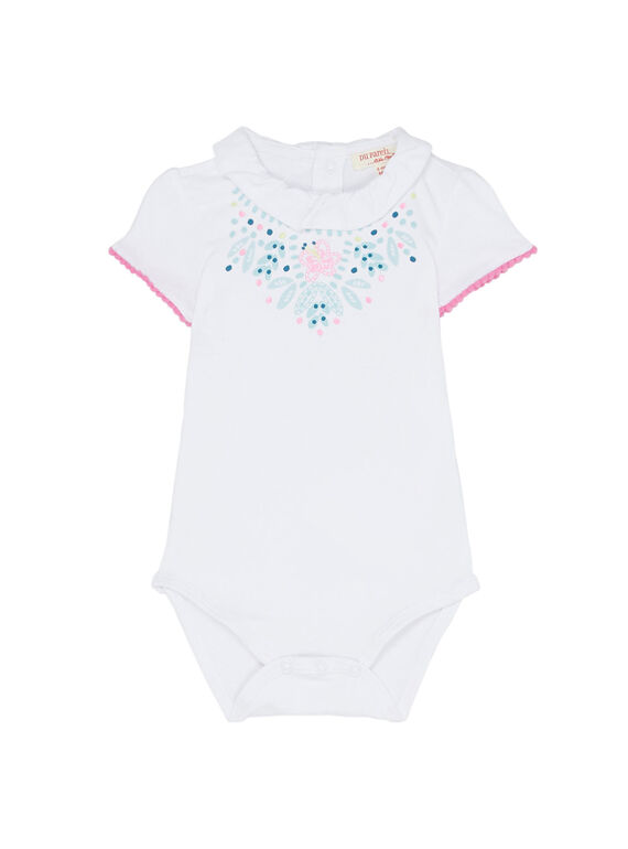 Body con cuello de color crudo para niña recién nacida JIQUABOD / 20SG09R1BOD000