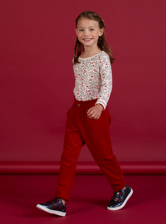 Pantalón rojo estilo paperbag de pana para niña MAFUNPANT2 / 21W901M1PANF504