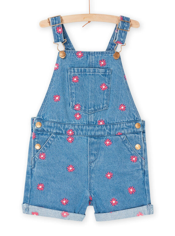 Peto vaquero de color azul con bordado floral RAMAGSAC / 23S901T1SACP272