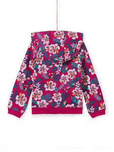 Sudadera de chándal de color fucsia con capucha y estampado floral para niña MAJOHAUJOG1EX / 21W90115JGHD312