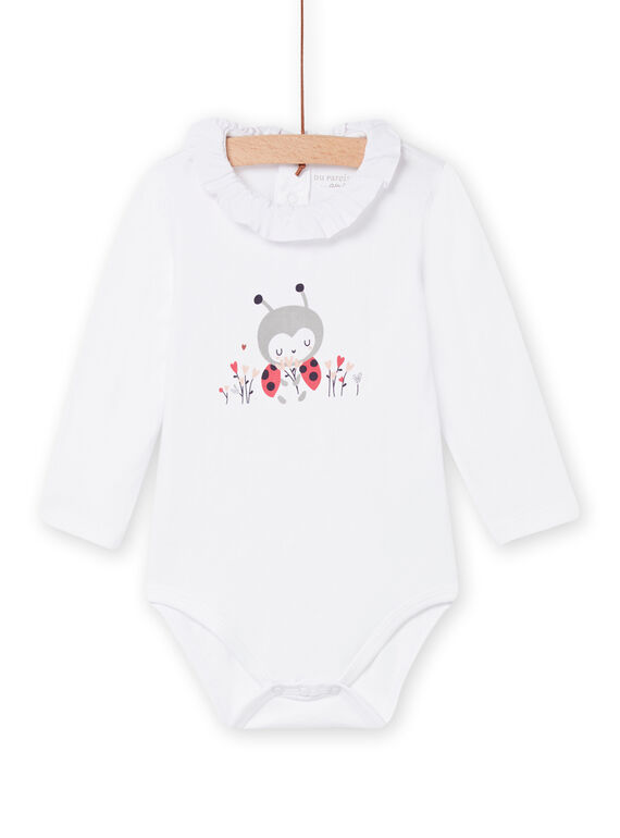 Body blanco con estampado de mariquita y flores para niña recién nacida NOU1BOD4 / 22SF0341BOD000