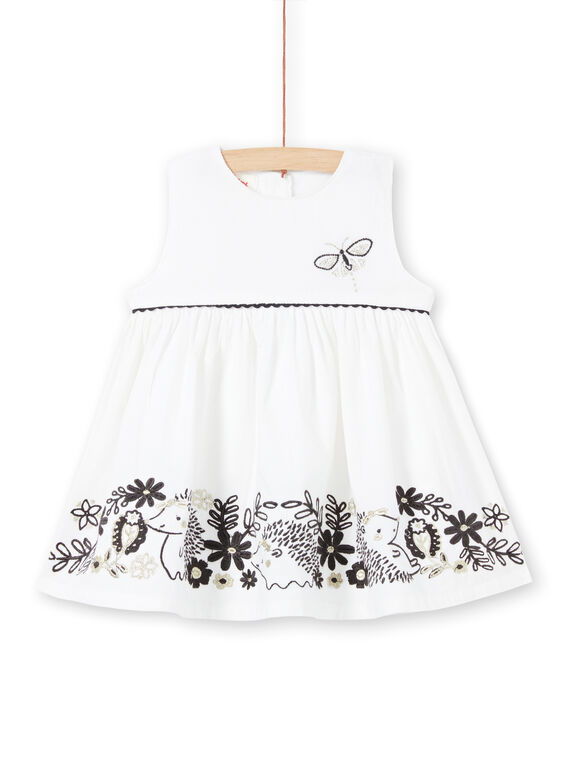 Vestido blanco de pana para bebé niña LIPOEROB1 / 21SG09Y2ROB001