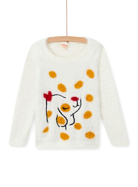Jersey de color crudo de pelo artificial con estampado de perro para niña MAMIXPULL / 21W901J1PUL001