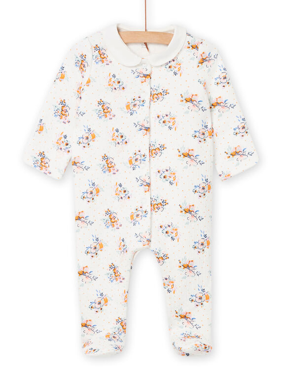 Pelele de color crudo con estampado floral para bebé niña NEFIGREMO / 22SH13E1GRE001
