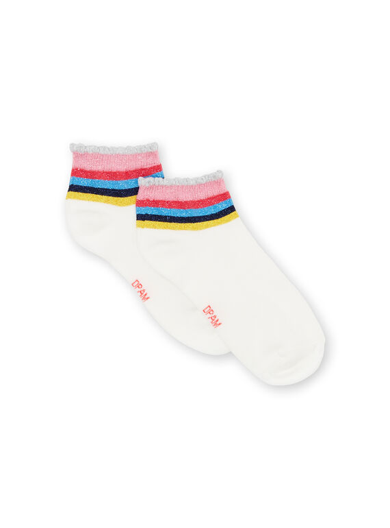 Calcetines cortos de color crudo, con rayas de Lurex®, para niña LYAHACHO / 21SI01X1SOQ001