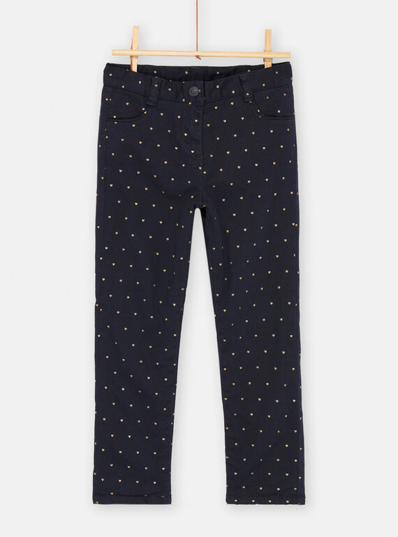 Pantalón negro con estampado de corazón para niña SAKHOPANT3 / 23W901Q3PANC243