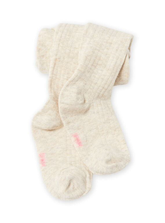 Leotardos lisos de color crudo jaspeado para niña MYAJOSCOL6 / 21WI0111COL006