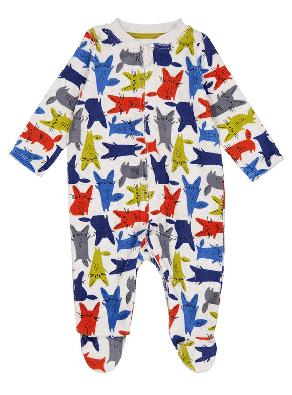 Pelele de color gris jaspeado de terciopelo para niño recién nacido GEGAGRELAPI / 19WH14N7GREA010