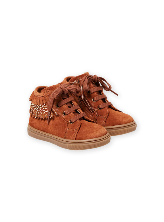 Zapatillas de color camel con flecos para bebé niña MIBASFRANGE / 21XK3751D3F804