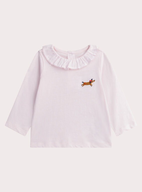 Camiseta rosa suave para bebé niña WIKABRA1 / 25SG0934BRA307
