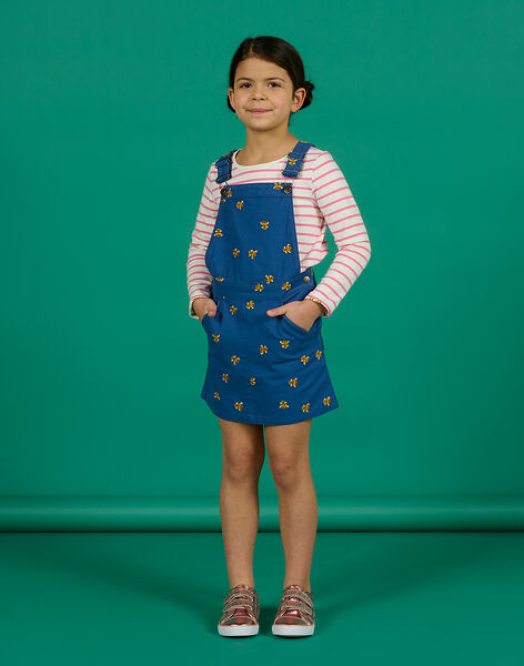 Pichi de twill de twill azul con estampado de leopardo para niña NAGAROB2 / 22S901O1ROBC220
