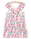 Vestido crudo oscuro, rosa y azul para niña NAJOROB10 / 22S901C3ROB003