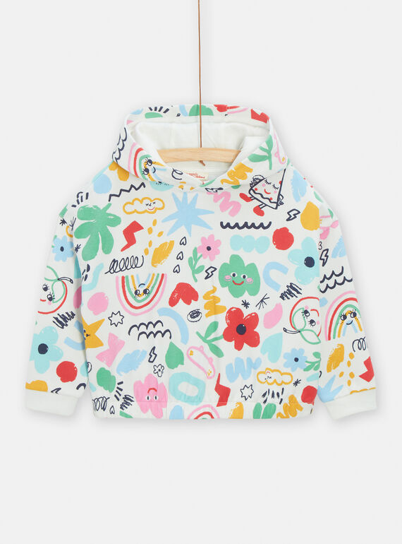 Sudadera con capucha multicolor con estampado de fantasía para niña TACLUSWEA / 24S901O1SWE001