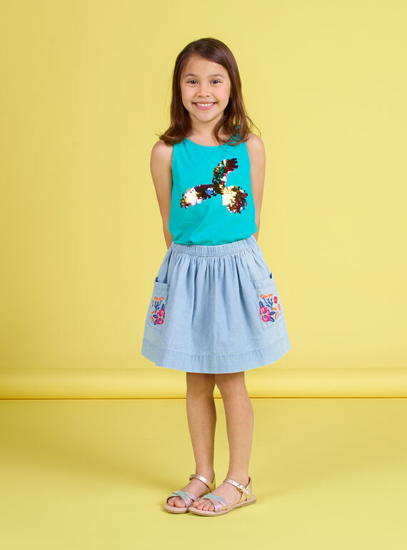 Falda vaquera con bolsillos bordados JAMARJUP3 / 20S901P1JUPP272