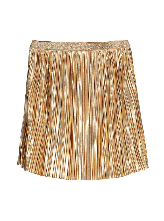 Falda plisada de color dorado para niña FAJOUJUP2 / 19S901T2JUP954