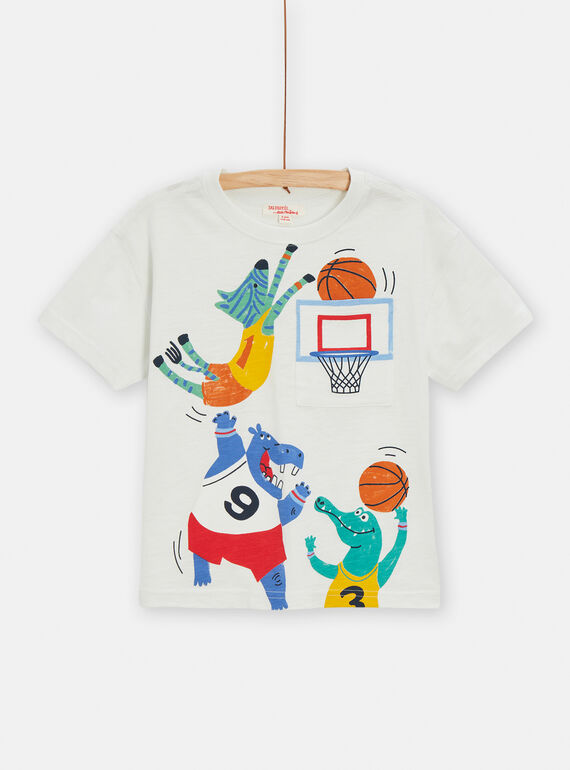 Camiseta de color blanco con estampado de baloncesto para niño TOCLUTI1 / 24S902O3TMC002