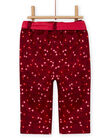 Pantalón de color rojo burdeos con estampado floral de satén para bebé niña MIFUNPAN1 / 21WG09M2PAN504