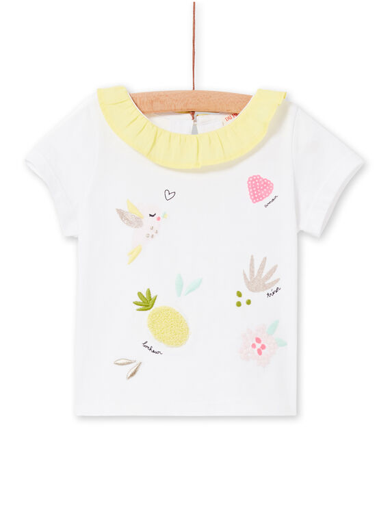 Camiseta blanca y amarilla para bebé niña LIBALBRA / 21SG09O1BRA000