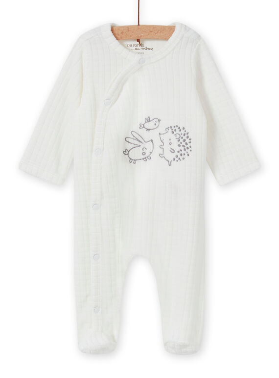 Pelele de color crudo con estampado animal para recién nacido unisex MOU2GRE3 / 21WF05D1GRE001