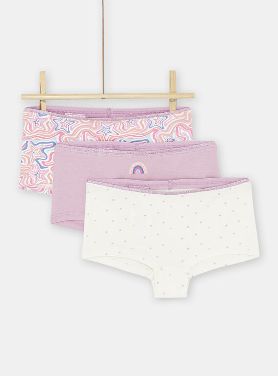 Pack de 3 shortis de color rosa y blanco para niña SEFAHOTSKY / 23WH1163SHYD309