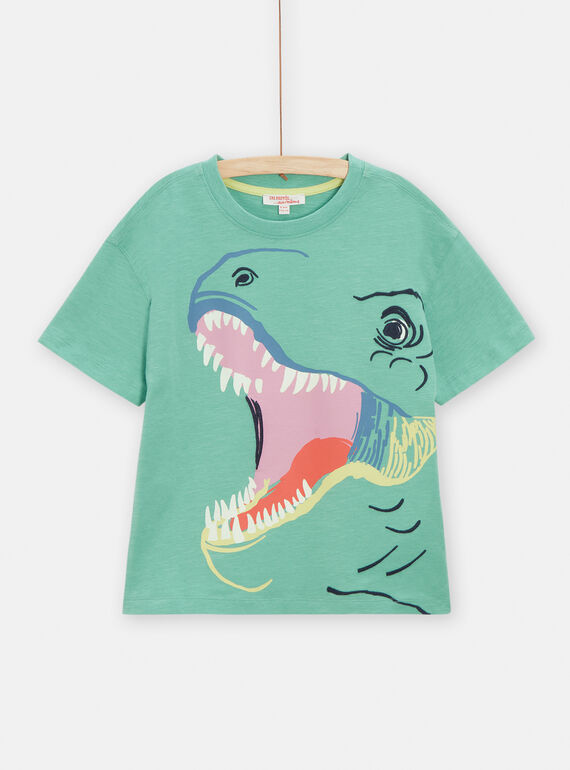 Camiseta de color verde menta con estampado de dinosaurios para niño TOCOTI3 / 24S902N4TMC630