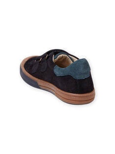 Zapatillas de piel vuelta de color azul marino y camel para niño MOBASART / 21XK3651D3F070