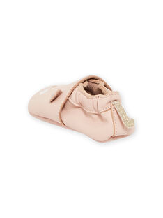 Zapatillas de casa de piel flexible de color rosa con estampado de gato para bebé niña MICHOCHAT / 21XK3721D3S030