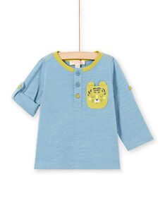 Camiseta azul con manga larga remangable para bebé niño MUJOTUN1 / 21WG1021TML020