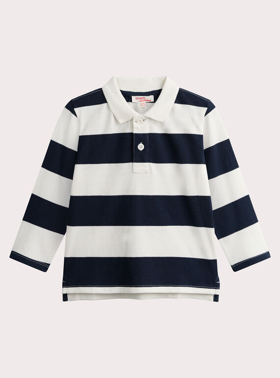 Polo de rayas azul marino y crudo para niño VOJOPOL4 / 24W902G3POL002
