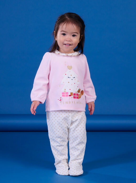 Pijama de Navidad rosa y blanco PEFIPYJNO / 22WH1371PYJD310