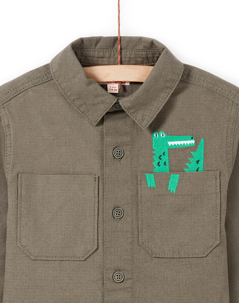 Sobrecamisa de manga larga de color caqui con estampado de cocodrilo para niño MOKASURCHEM / 21W902I1CHM628