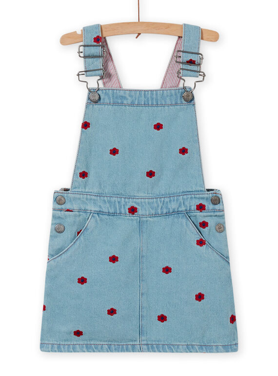 Vestido-peto vaquero bordado para niña LAHAROB1 / 21S901X2ROBP272