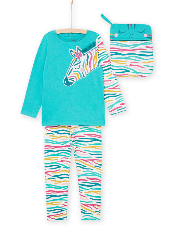 Pijama largo con estampado de cebra 3 prendas PEFAPYJZEB / 22WH1163PYG209