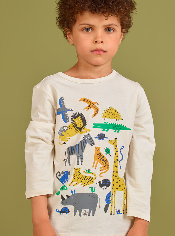Camiseta de color crema para niño MOKATEE1 / 21W902I1TML007