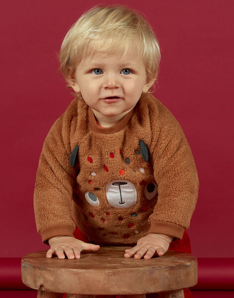 Sudadera marrón con estampado de oso para bebé niño MUFUNSWE / 21WG10M1SWEI820