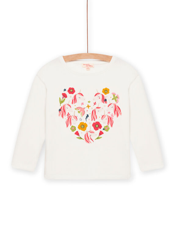 Camiseta de color crudo con estampado de unicornio para niña NAVITEE3 / 22S901M3TML001