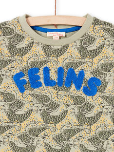Camiseta caqui y azul con estampado de leopardo para niño MOKATEE3 / 21W902I2TML612