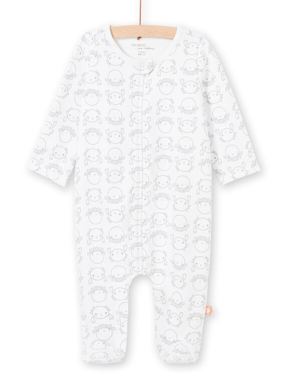 Pelele de color blanco y gris con estampado de cangrejos y pulpos unisex para recién nacido LOU2GRE4 / 21SF05I2GRE000