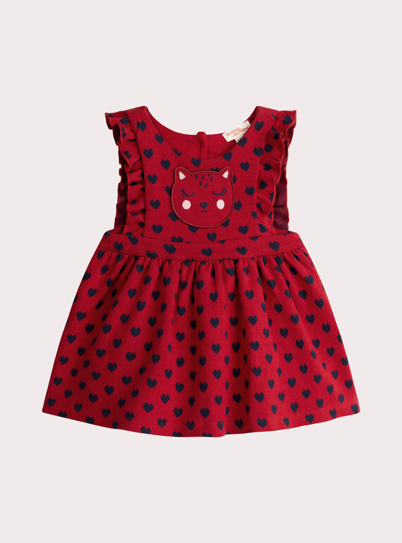 Vestido rojo con estampado de corazones para bebé niña VIKOROB2 / 24WG0931ROB511