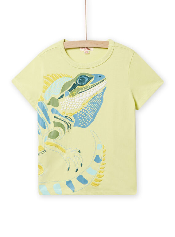 Camiseta verde anís con estampado de iguana para niño NOHOTI4 / 22S902T1TMC605