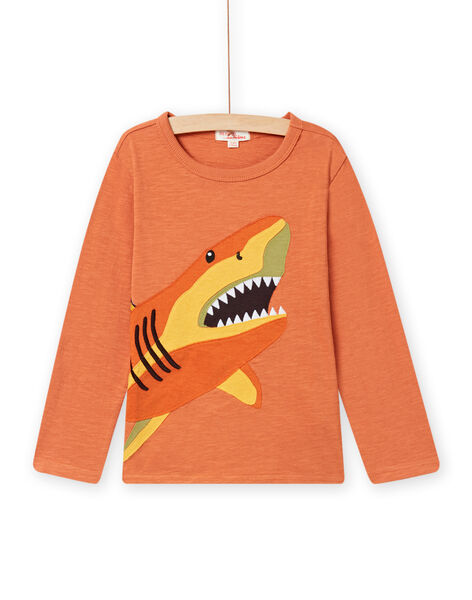 Camiseta de color rojizo con estampado de tiburón para niño NOVITEE2 / 22S902M1TML408