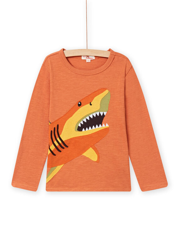 Camiseta de color rojizo con estampado de tiburón para niño NOVITEE2 / 22S902M1TML408