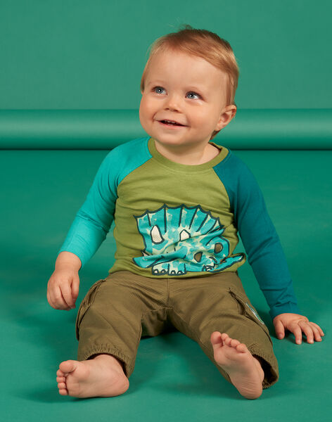 Pantalón multibolsillos de color verde caqui para bebé niño NUGAPAN1 / 22SG10O1PAN628