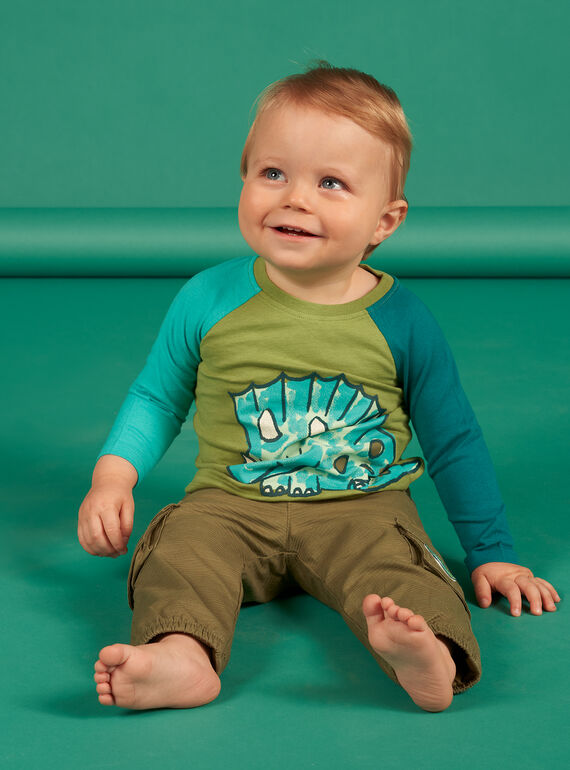 Pantalón multibolsillos de color verde caqui para bebé niño NUGAPAN1 / 22SG10O1PAN628