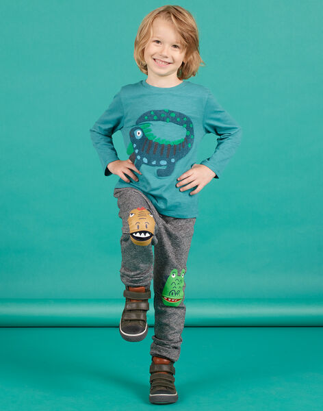 Camiseta azul turquesa con dibujo de fantasía para niño MOTUTEE5 / 21W902K2TMLC239