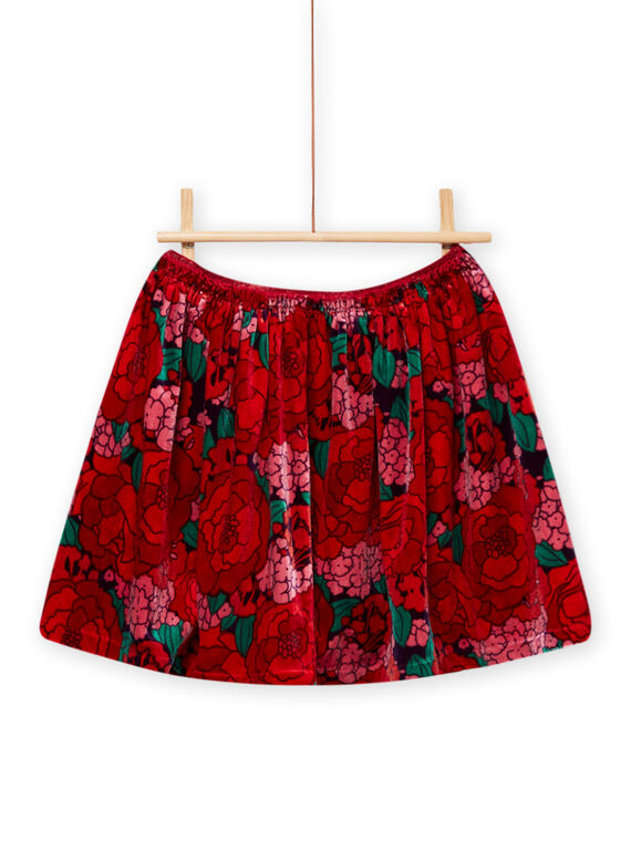 Falda de terciopelo con estampado floral para niña MAFUNJUP2 / 21W901M3JUPH703