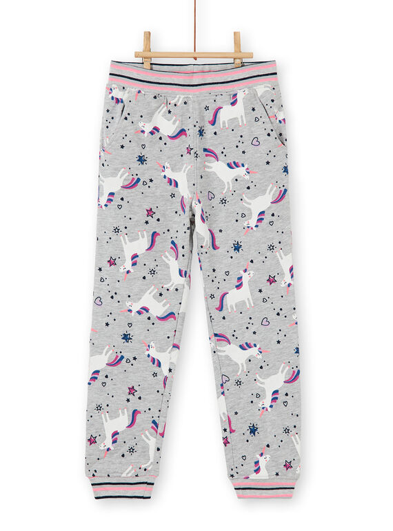 Pantalón de chándal de color gris jaspeado con estampado de unicornio LAJOBAJOG1 / 21S90141D2A943