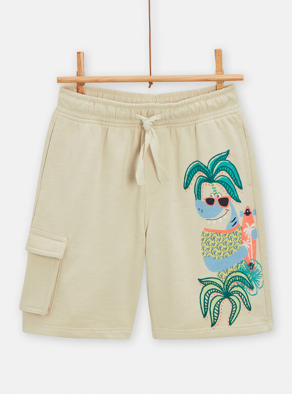 Bermudas de color beige con estampado de tiburón de fantasía para niño TORYBER4 / 24S902U4BERA016